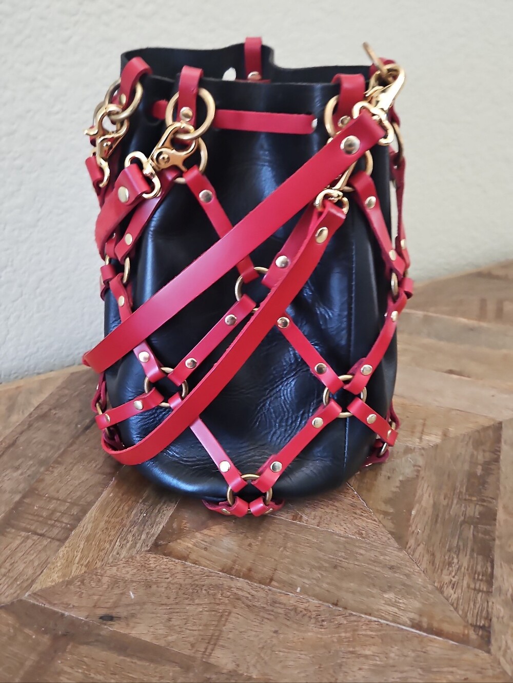 Zana Bayne Harness Bucket Bag Black Red Rare!